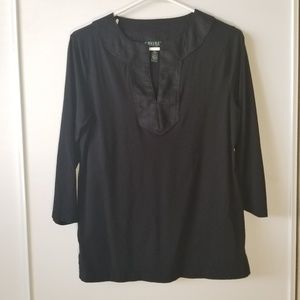Lauren Ralph Lauren Popover Top Linen Collar L